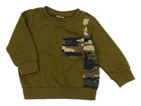 Khaki mikina s army vzorom a vreckom