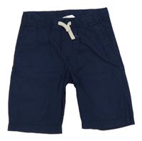 Tmavomodré plátěné kraťasy H&M