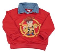 Červená mikina s Woodym a riflovým límečkem - Příběh hraček