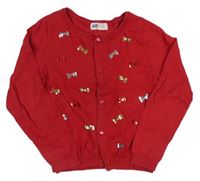 Červený ľahký prepínaci sveter s mašlemi z flitrů H&M