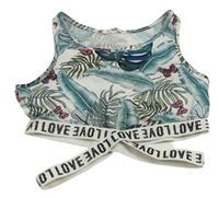 Zeleno-biely crop top s listami shein