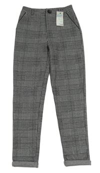 Nové - černo-šedé kostkované kalhoty Primark