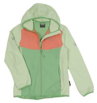 Zeleno-lososová športová funkčná šušťáková bunda s kapucňou Jack Wolfskin