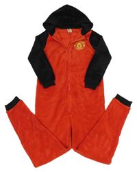 Červeno-černá chlupatá kombinéza s kapucí - Manchester United