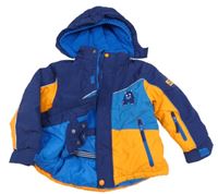 Modro-oranžová šušťáková funkčná lyžiarska bunda s príšerkou a kapucňou Kiki&Koko