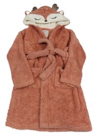 Starorůžový chlupatý župan s kapucí - sob Fat Face