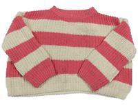 Ružovo-smotanový pruhovaný crop sveter Topolino