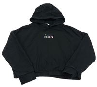 Čierna crop mikina s nápisom a kapucňou M&S