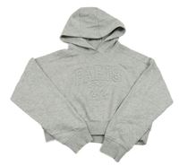 Sivá melírovaná crop mikina s nápisom a kapucňou F&F