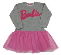 Šedé teplákové šaty s růžovou tylovou sukní - Barbie 
