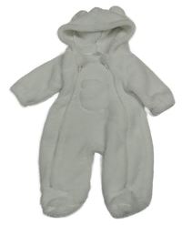 Biela chlpatá kombinéza s kapucňou shein