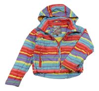 Farebná pruhovaná šušťáková jarná bunda s kapucňou