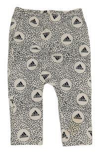 Bielo-čierne vzorované ľahké tepláky Adidas