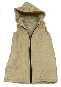 Béžová šušťáková lehce zateplená vesta s kapucňou Shein