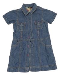 Modré prepínaci rifľové šaty s golierikom George