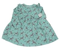 Nové - svetlomodré šaty so zebrami F&F