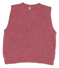 Ružová svetrová vlnená vesta Yigga