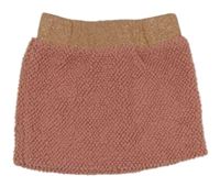 Ružová huňatá sukňa so zlatým pasom