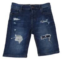 Tmavomodré rifľové kraťasy s dierami Denim Co.