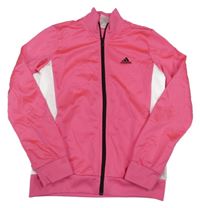 Neonově růžová sportovní funkční propínací mikina s logem Adidas