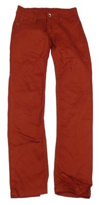 Tehlové skinny plátenné nohavice Zara