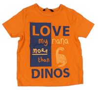 Oranžové tričko s nápisom a dinosaurom George