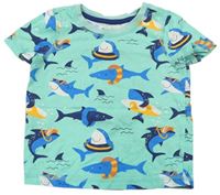 Tyrkysové tričko so žralokmi Tu