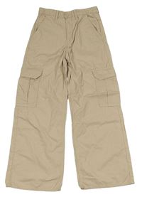 Béžové plátěné cargo kalhoty H&M