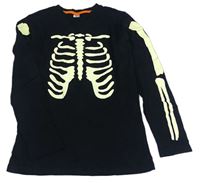 Čierne tričko s kostrou Zeeman