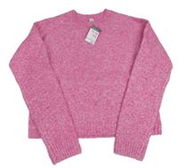 Růžový melírovaný crop svetr Primark