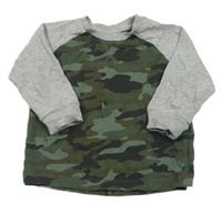 Šedo-khaki army tričko so sivymi rukávy Matalan