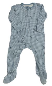 Modro-biely kockovaný overal s žirafami  George
