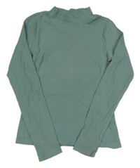 Zelené žebrované crop triko se stojáčkem H&M