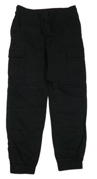 Černé riflové cuff cargo kalhoty H&M