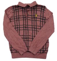 Vínovo-čierny kockovaný sveter s golierikom Next