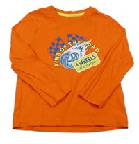 Oranžové tričko s bicyklom a vlajkami Lupilu