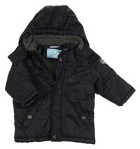 Tmavomodrá šušťáková zimná bunda s kapucňou Papagino