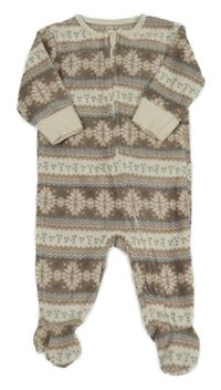 Smetanovo-hnedo-sivý vzorovaný fleecový overal Matalan