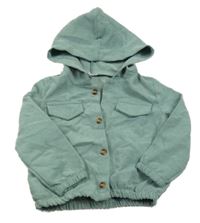 Zelená rebrovaná košeľová bunda s kapucňou