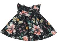 Černé puntíkaté květované šaty Next