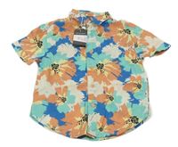 Nové - Modro-oranžovo-zeleno-béžová květovaná košile Primark