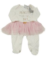 Nové - Bílo-růžový overal se srdíčky a tylovou sukní Nutmeg