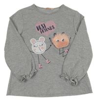 Sivá mikina s príšerkami a nápismi