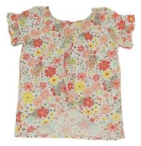 Bielo-ružovo-žlto-zelené kvetované tričko Kids