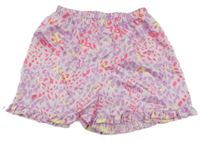 Lila-růžové pyžamové saténové kraťasy s leopardím vzorem Matalan