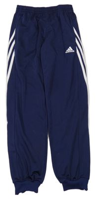 Tmavomodro-bílé sportovní tepláky s logem Adidas