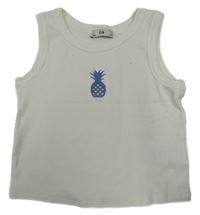 Bielo-modrý rebrovaný crop top s ananasom C&A