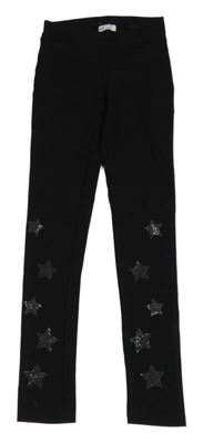 Čierne tregíny s hvězdami z kamínků H&M