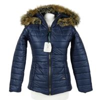 Nové - Dámská tmavomodrá šusťáková zimní bunda s kapucí 