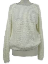 Dámský bílý chlupatý svetr 